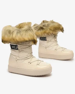 Royalfashion Beżowe wsuwane botki a'la śniegowce damskie Gomllo