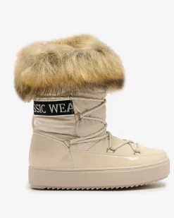 Royalfashion Beżowe wsuwane botki a'la śniegowce damskie Gomllo