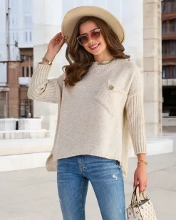 Royalfashion Beżowy damski sweter