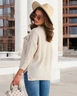 Royalfashion Beżowy damski sweter