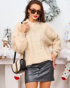 Royalfashion Beżowy damski sweter