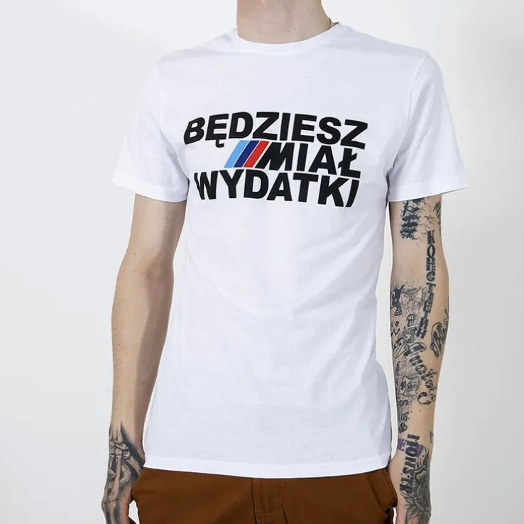 Royalfashion Biała bawełniana koszulka męska z printem