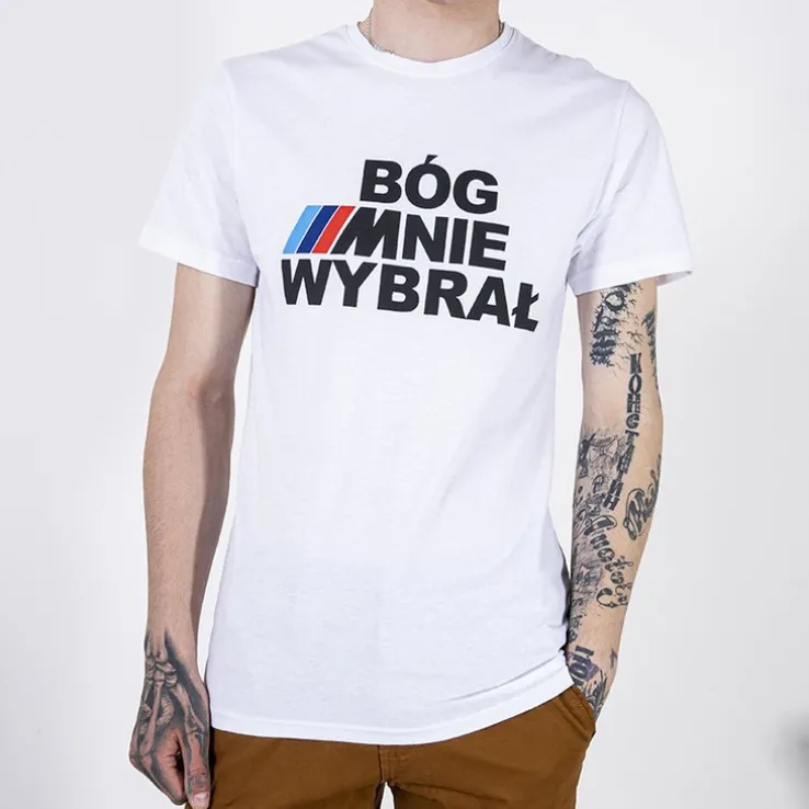 Royalfashion Biała bawełniana koszulka męska z printem