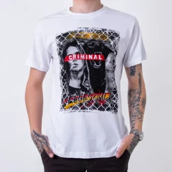 Royalfashion Biała bawełniana koszulka męska z printem