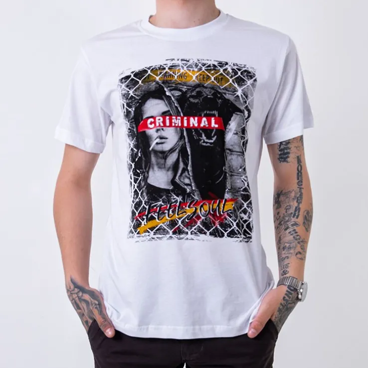 Royalfashion Biała bawełniana koszulka męska z printem