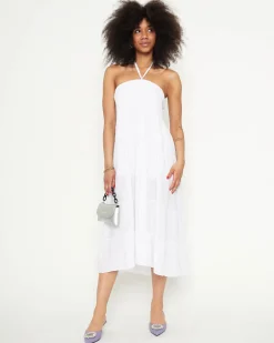 Royalfashion Biała sukienka midi PLUS SIZE