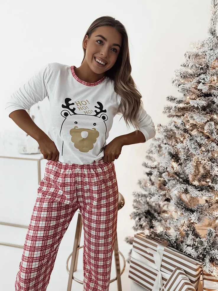 Royalfashion Biała świąteczna damska 2-częściowa piżama