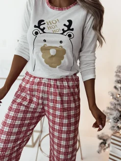 Royalfashion Biała świąteczna damska 2-częściowa piżama