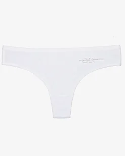Royalfashion Białe bawełniane damskie majtki typu stringi z napisem
