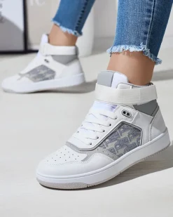 Royalfashion Białe damskie wysokie sneakersy sportowe Xosa