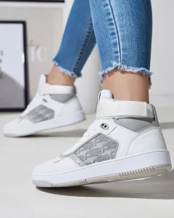 Royalfashion Białe damskie wysokie sneakersy sportowe Xosa