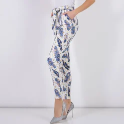 Royalfashion Białe damskie tregginsy w piórka