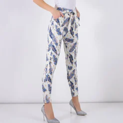 Royalfashion Białe damskie tregginsy w piórka