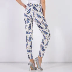 Royalfashion Białe damskie tregginsy w piórka