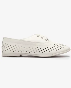 Royalfashion Białe dziecięce mokasyny ażurowe Janno