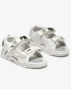 Royalfashion Białe dziecięce sandałki z naszywkami Netiks