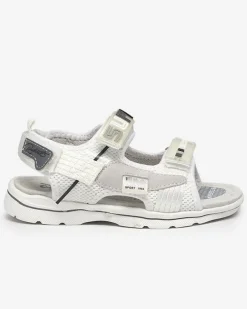 Royalfashion Białe dziecięce sandałki z naszywkami Netiks