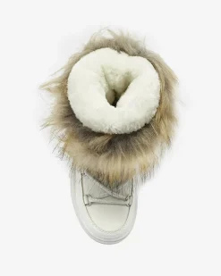 Royalfashion Białe dziecięce wsuwane buty a'la śniegowce z futerkiem Asika
