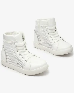 Royalfashion Białe dziewczęce wysokie tenisówki Borris