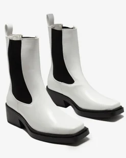 Royalfashion Białe wsuwane damskie wysokie botki Darran