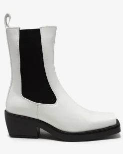 Royalfashion Białe wsuwane damskie wysokie botki Darran