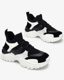 Royalfashion Biało- czarne sportowe sneakersy damskie Ziragga