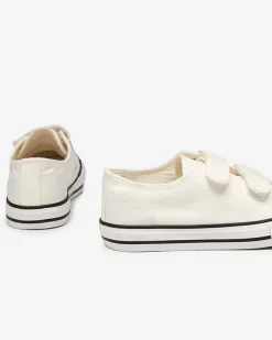 Royalfashion Biało-ecru dziewczęce tenisówki na rzepy Bovis