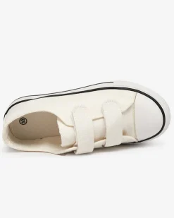 Royalfashion Biało-ecru dziewczęce tenisówki na rzepy Bovis