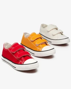 Royalfashion Biało-ecru dziewczęce tenisówki na rzepy Bovis