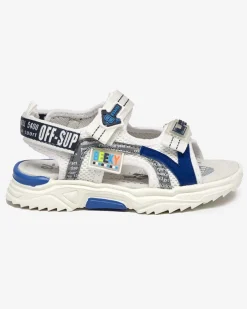 Royalfashion Biało-granatowe dziecięce sandałki zapinane ma rzepy Ceteris
