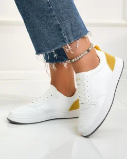 Royalfashion Biało-żółte klasyczne buty sportowe Colorburst Classics