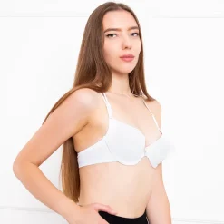 Royalfashion Biały damski biustonosz push up bez zapięcia