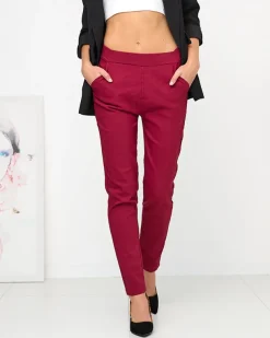 Royalfashion Bordowe damskie ocieplane spodnie typu tregginsy PLUS SIZE