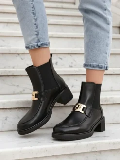 Royalfashion Botki damskie na niskim słupku Ewios