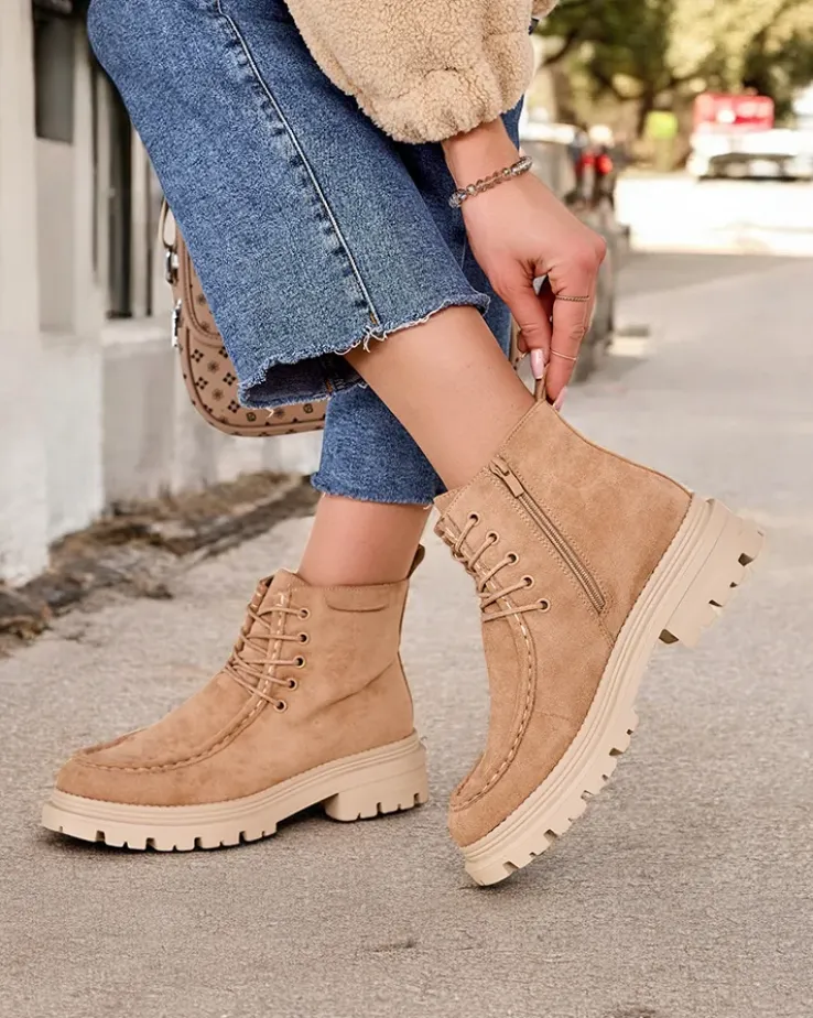 Royalfashion Botki damskie sznurowane Rullose