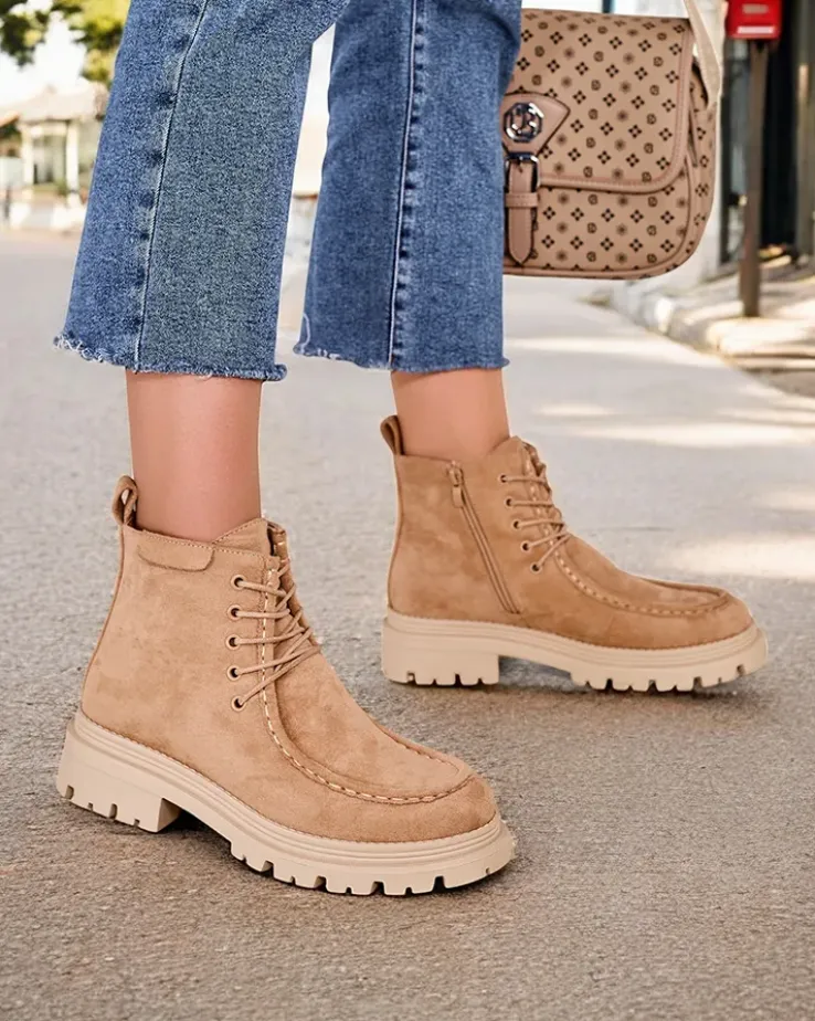 Royalfashion Botki damskie sznurowane Rullose