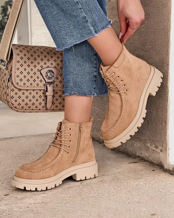 Royalfashion Botki damskie sznurowane Rullose