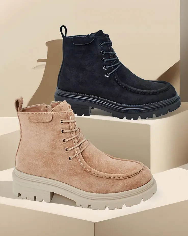 Royalfashion Botki damskie sznurowane Rullose