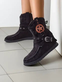 Royalfashion Botki damskie na niskim koturnie Indianas