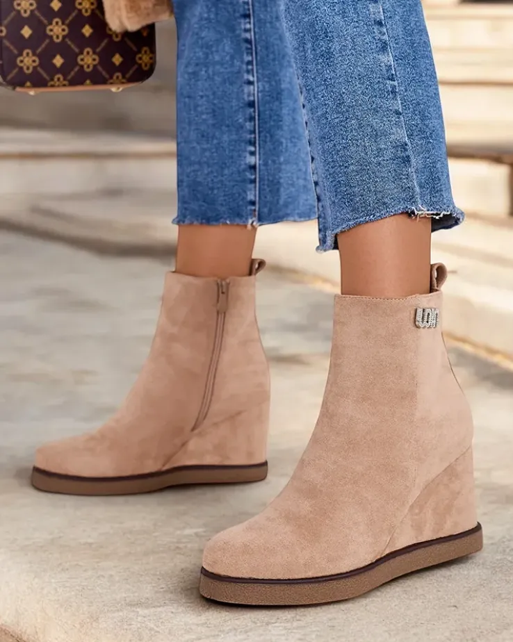 Royalfashion Botki damskie na koturnie Serda