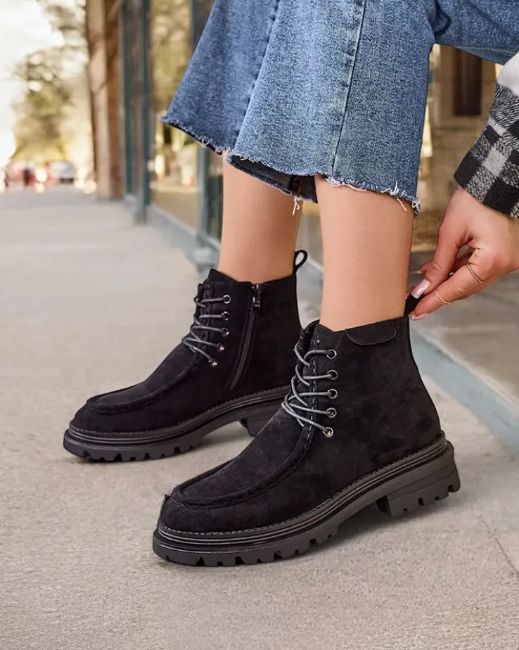 Royalfashion Botki damskie sznurowane Rullose