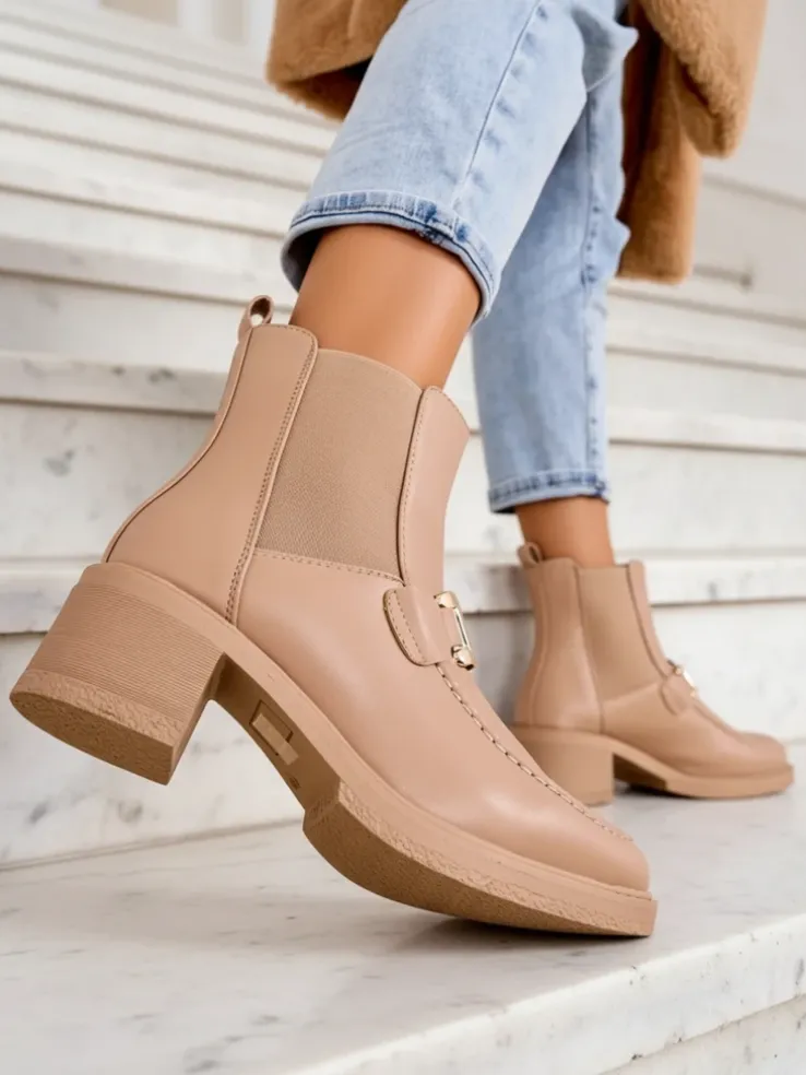 Royalfashion Botki damskie na niskim słupku Ewios