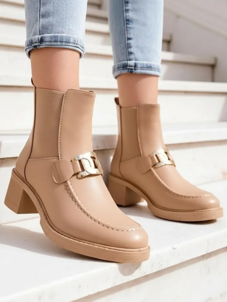 Royalfashion Botki damskie na niskim słupku Ewios