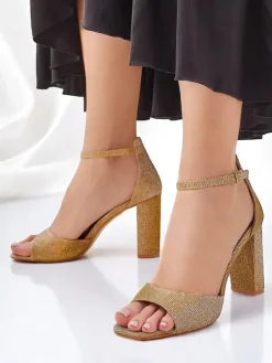 Royalfashion Brokatowe damskie sandały Roka