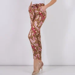 Royalfashion Brązowe damskie tregginsy w piórka