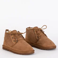 Royalfashion Brązowe dziecięce krótkie sznurowane buty a'la śniegowce Tibilis