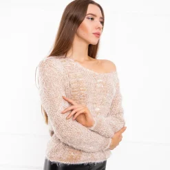 Royalfashion Brązowy sweter damski