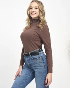 Royalfashion Brązowy sweter typu półgolf