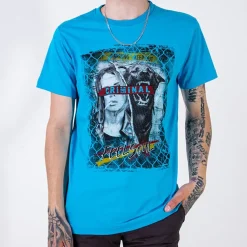 Royalfashion Ciemnoniebieska bawełniana koszulka męska z printem