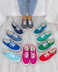 Royalfashion Ciemnoniebieskie damskie tenisówki typu trampki Lifeda